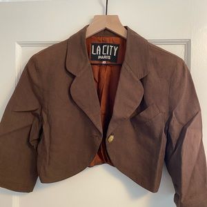 Vintage Paris linen lined cropped blazer